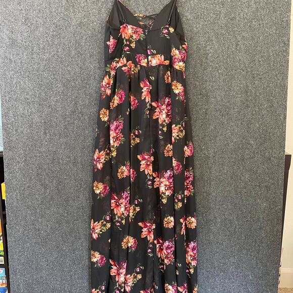 Ambiance Black Floral Maxi Romper Women’s L Whimsigoth Witchy Boho Festival - Picture 9 of 11